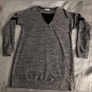 Sweater in Gray-Heather w peekaboo black mesh Ladies Sz M by Inspired Hearts NM